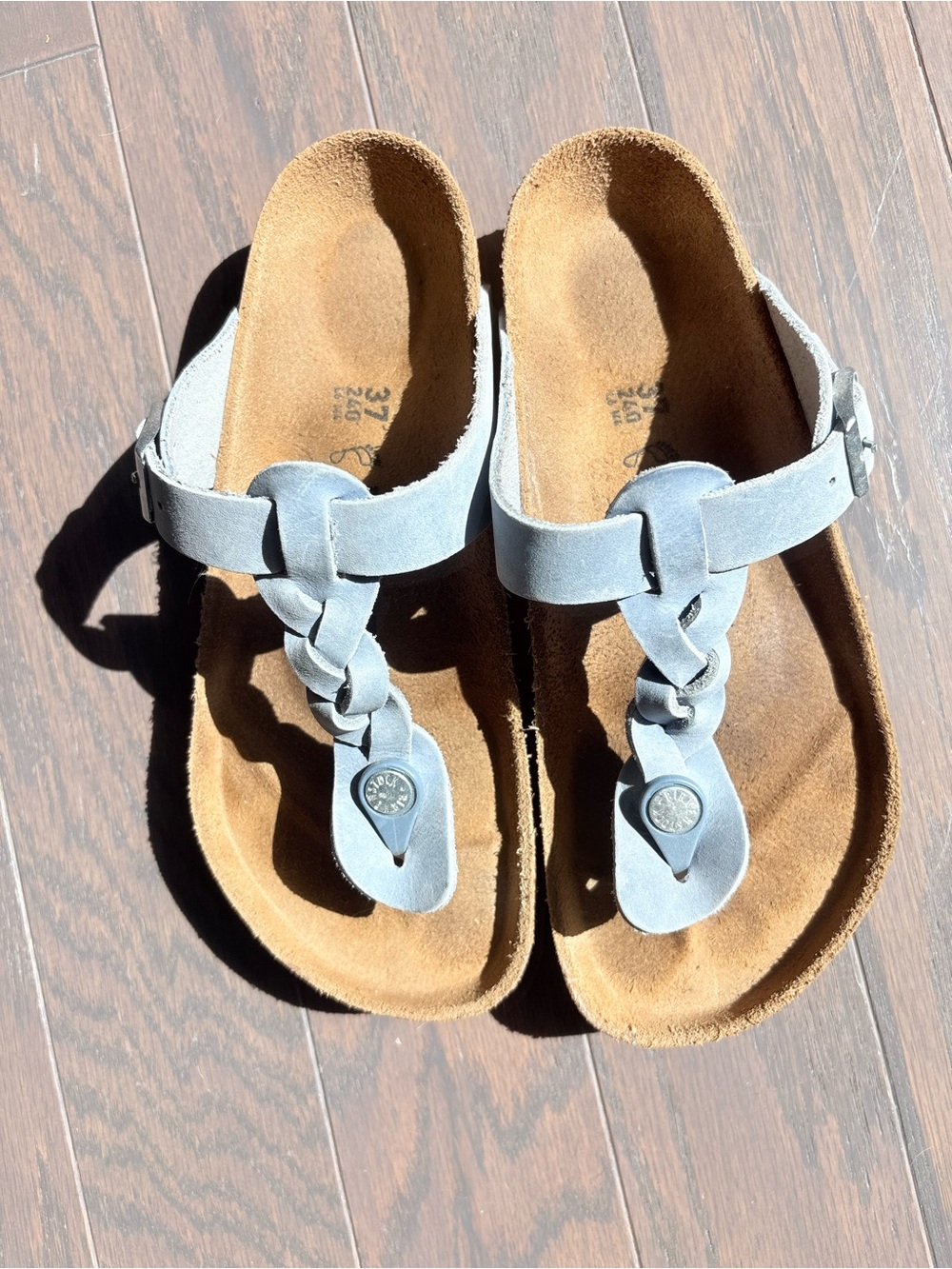 Birkenstock Gizeh Light Blue Suede Sandals – Size 37